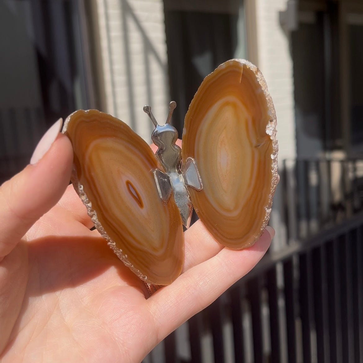 Agaat vlinder mini (zilverkleurig) #1