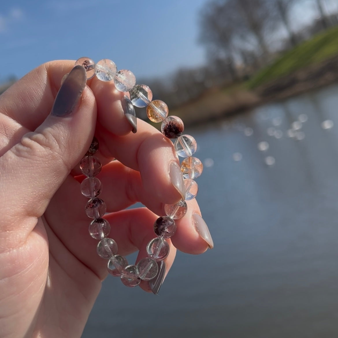 Lodoliet - kwarts met insluitingen kogelarmband 8mm