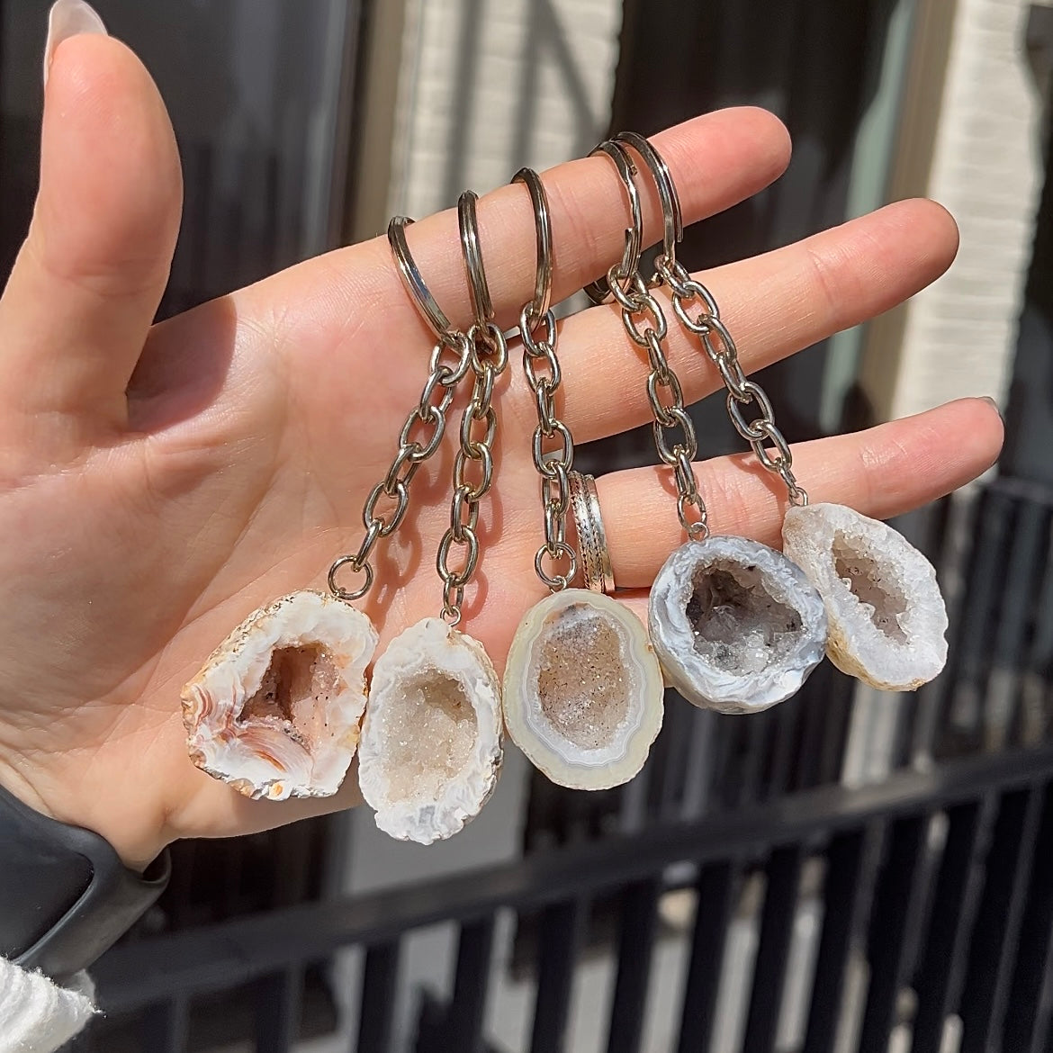 Agaat Geode sleutelhanger uit Brazilië