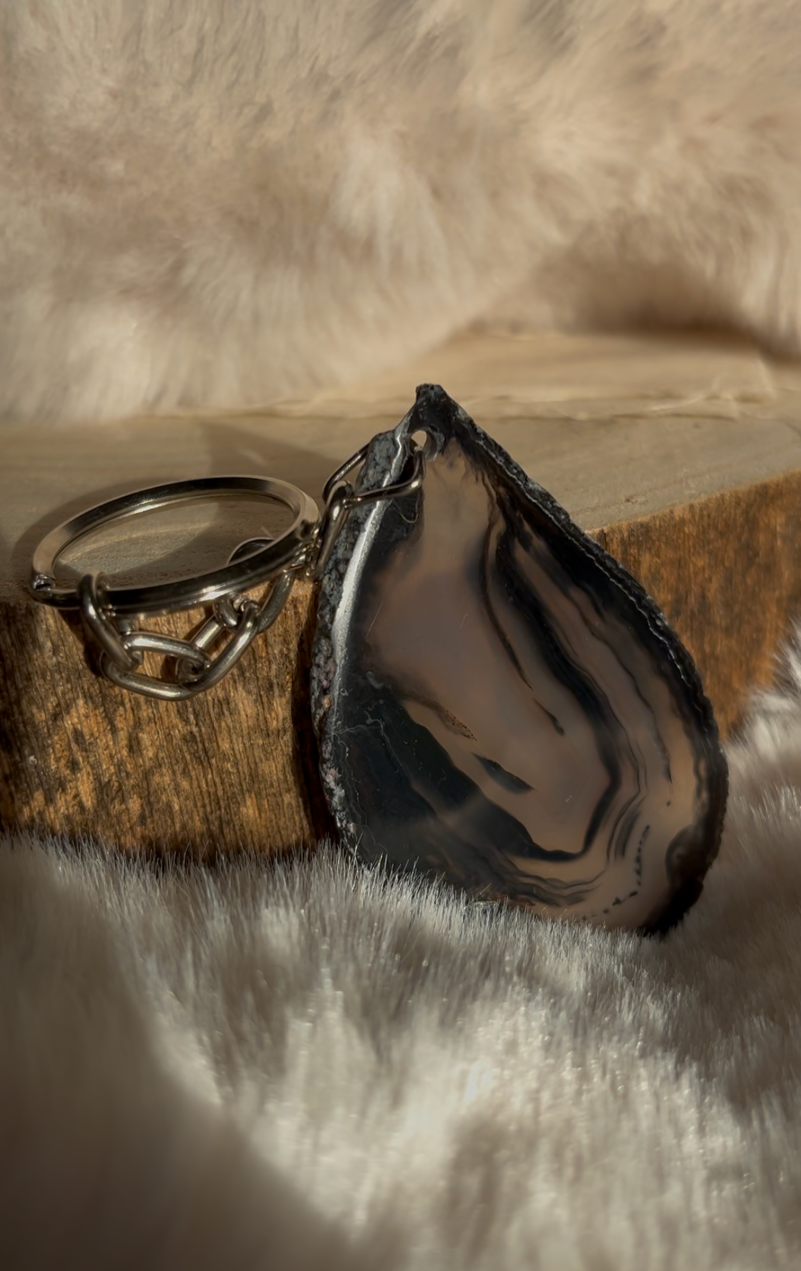 Agaat schijf sleutelhangers uit Brazilië donkere varianten