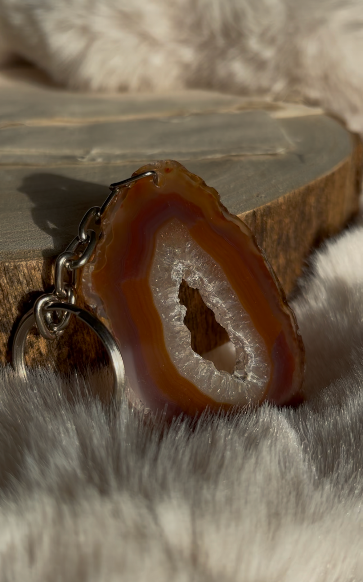 Agaat schijf sleutelhangers uit Brazilië lichte variant