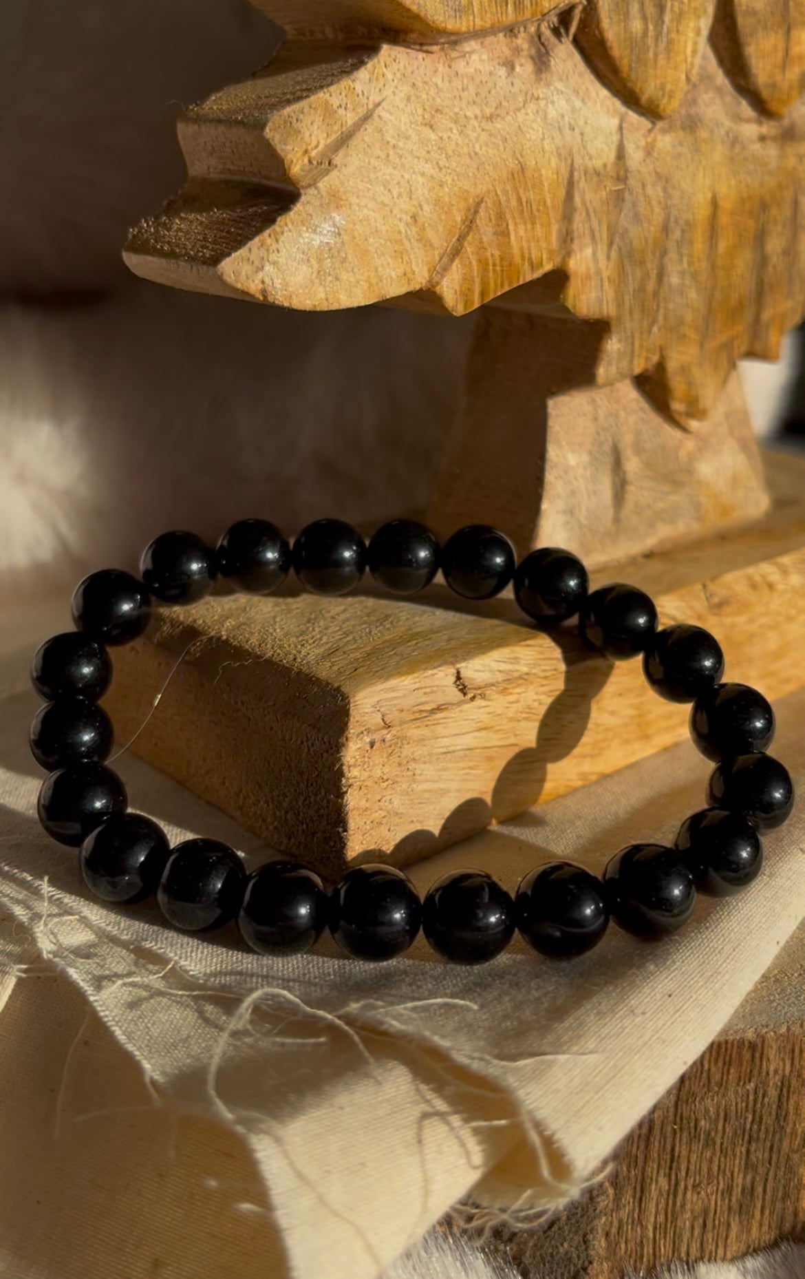 Zwarte Obsidiaan kogelarmband 10mm
