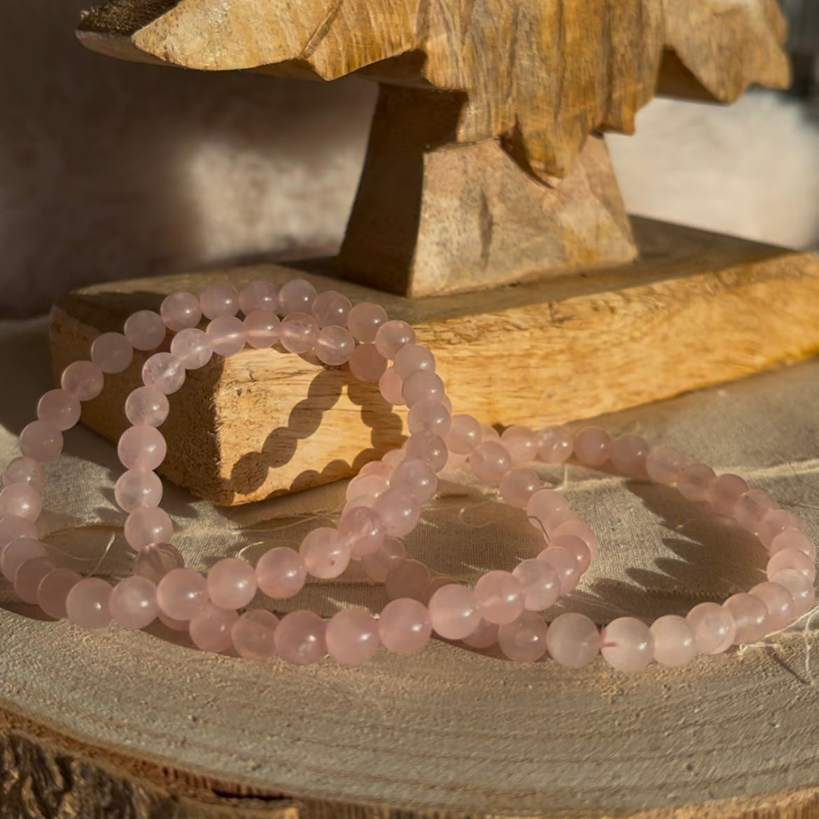 Rozenkwarts kogelarmband 6mm