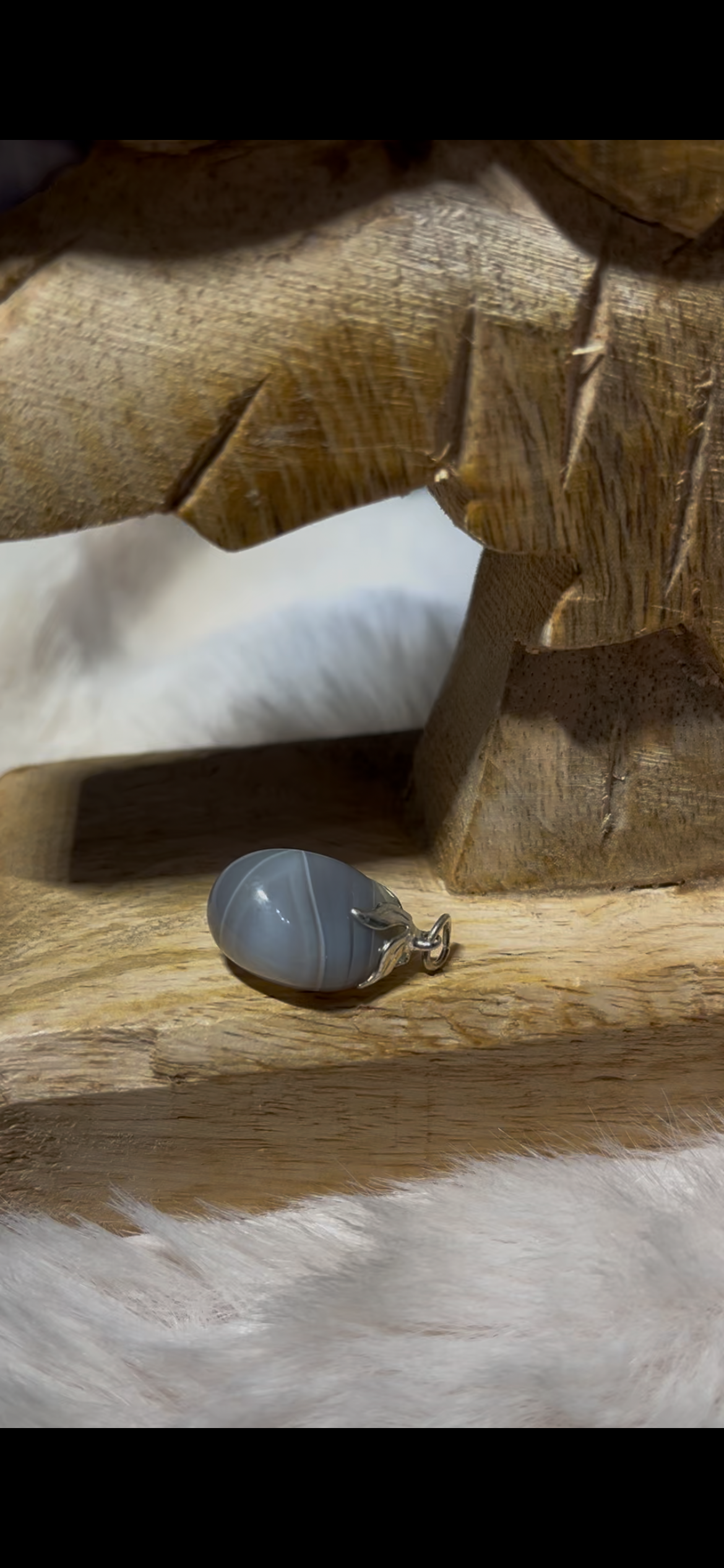 Grijze agaat kettinghanger (zilverkleurig)