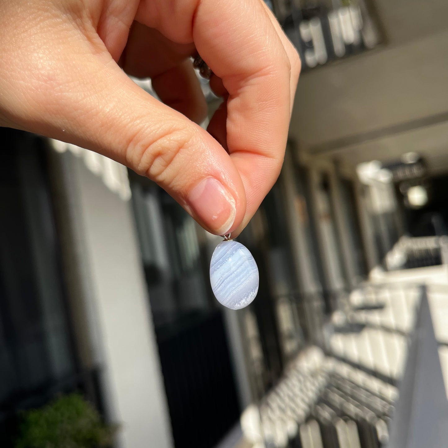 Edelsteen blue lace agaat kettinghanger