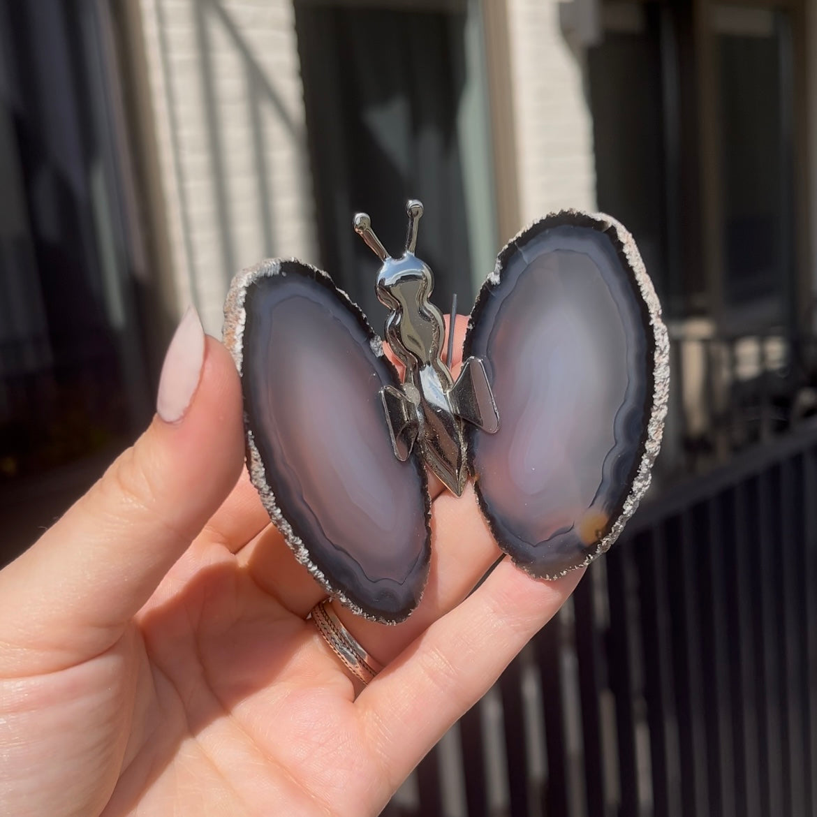 Agaat vlinder mini (zilverkleurig) #3