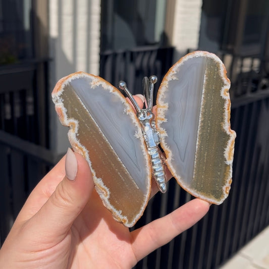 Agaat vlinder (zilverkleurig) #2