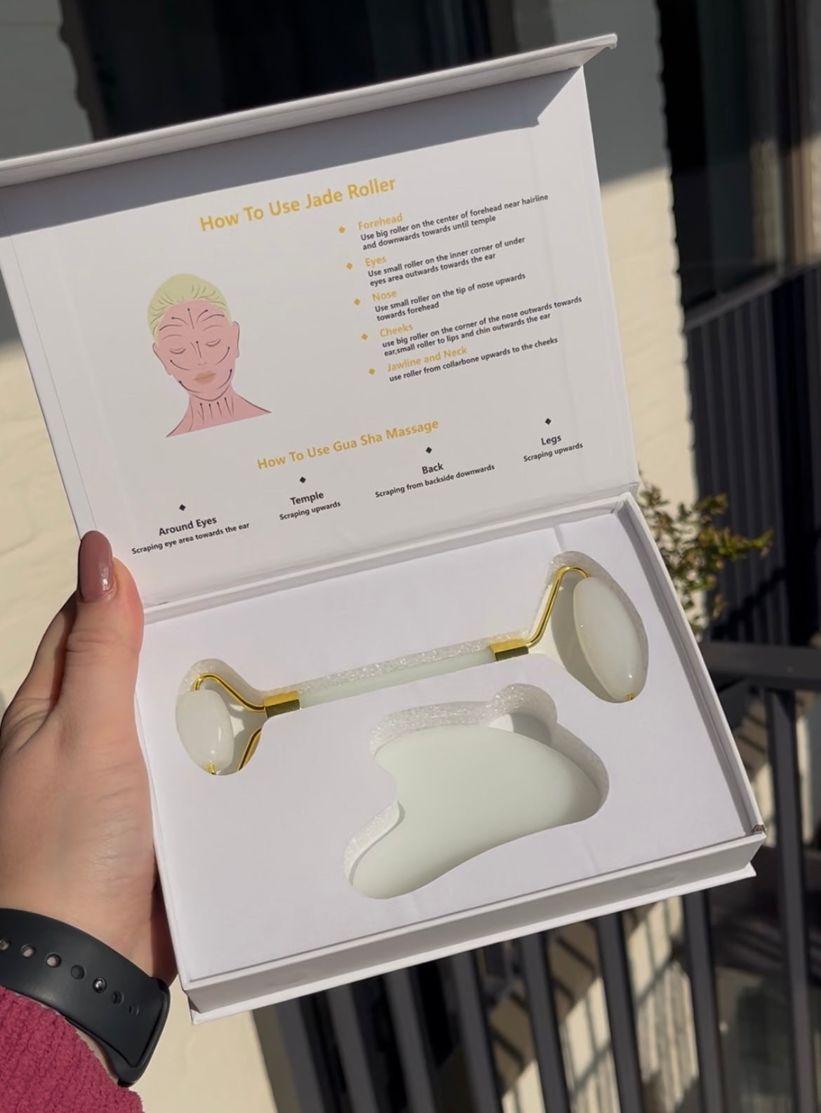 Massage cadeauset lichte jade