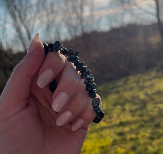 Sneeuwvlok obsidiaan splitarmband