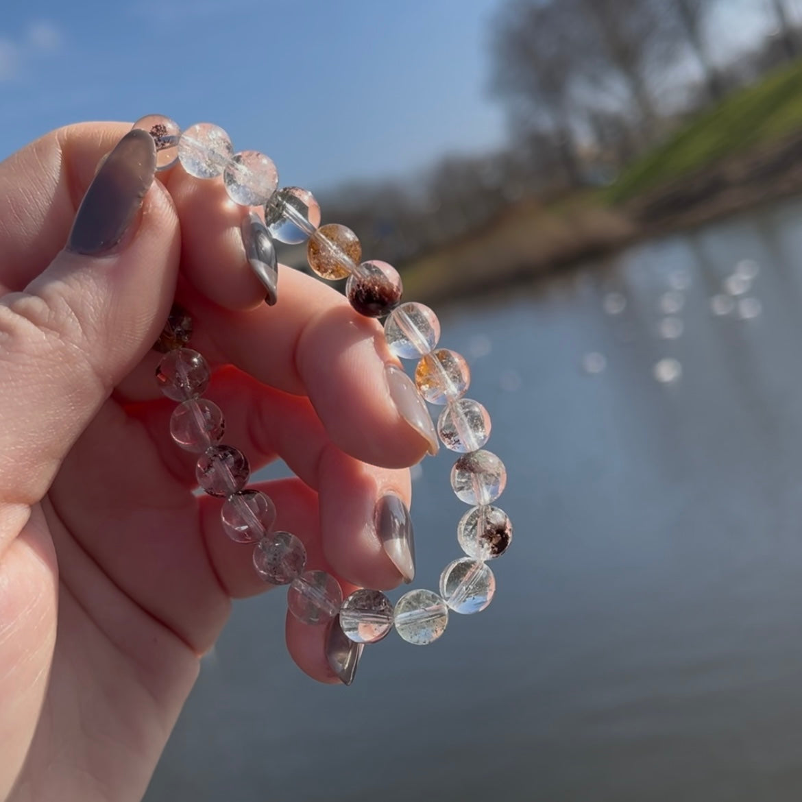 Lodoliet - kwarts met insluitingen kogelarmband 8mm
