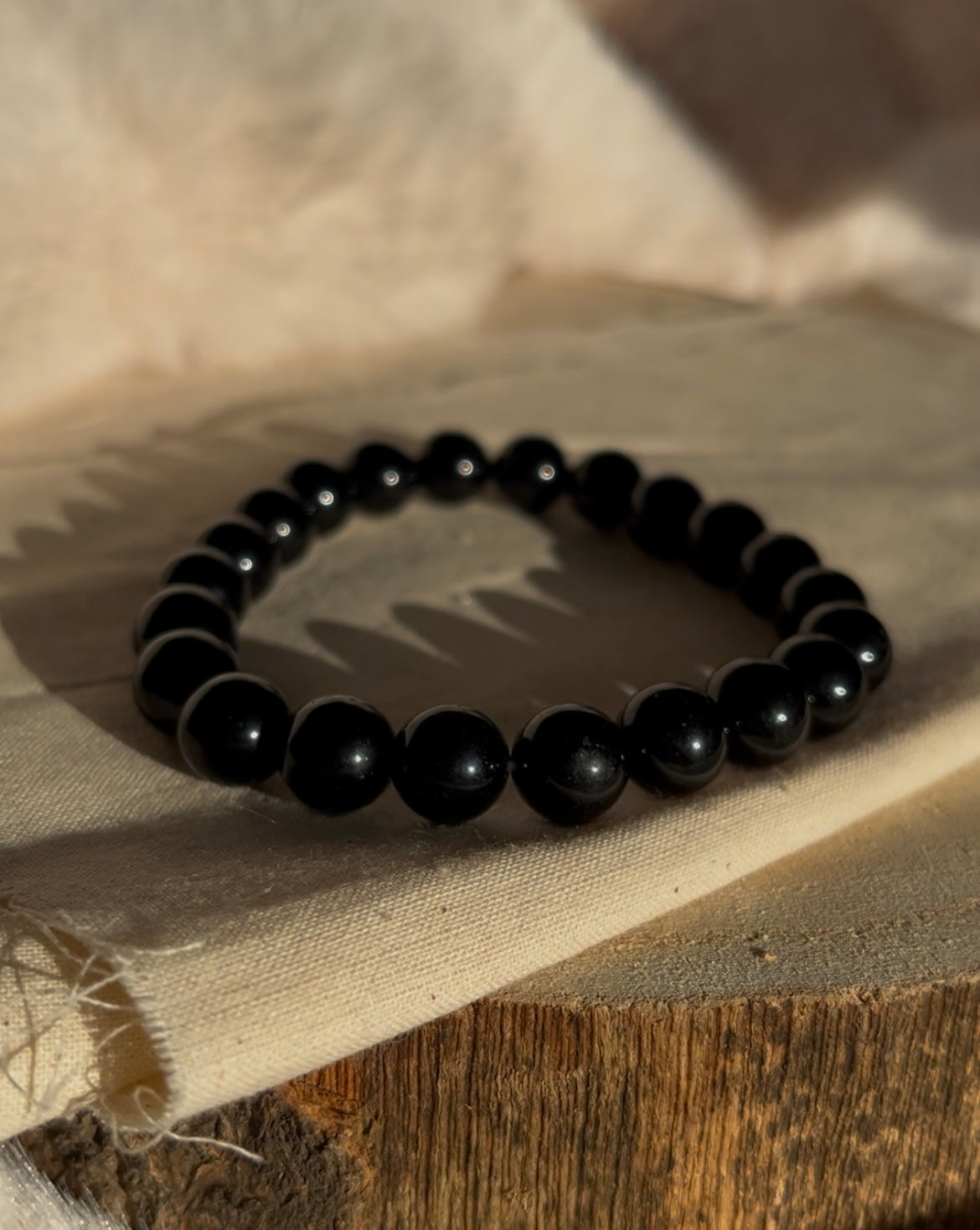 Zwarte Obsidiaan kogelarmband 10mm