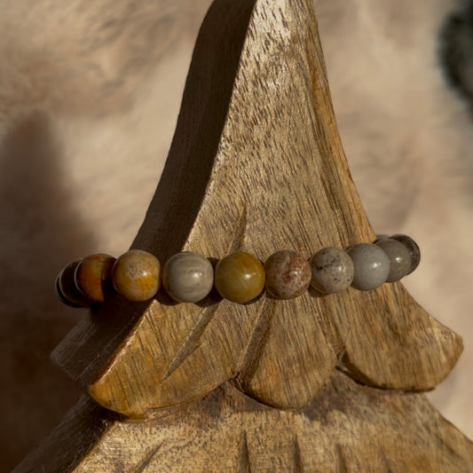 Fossiel koraal kogelarmband 8mm