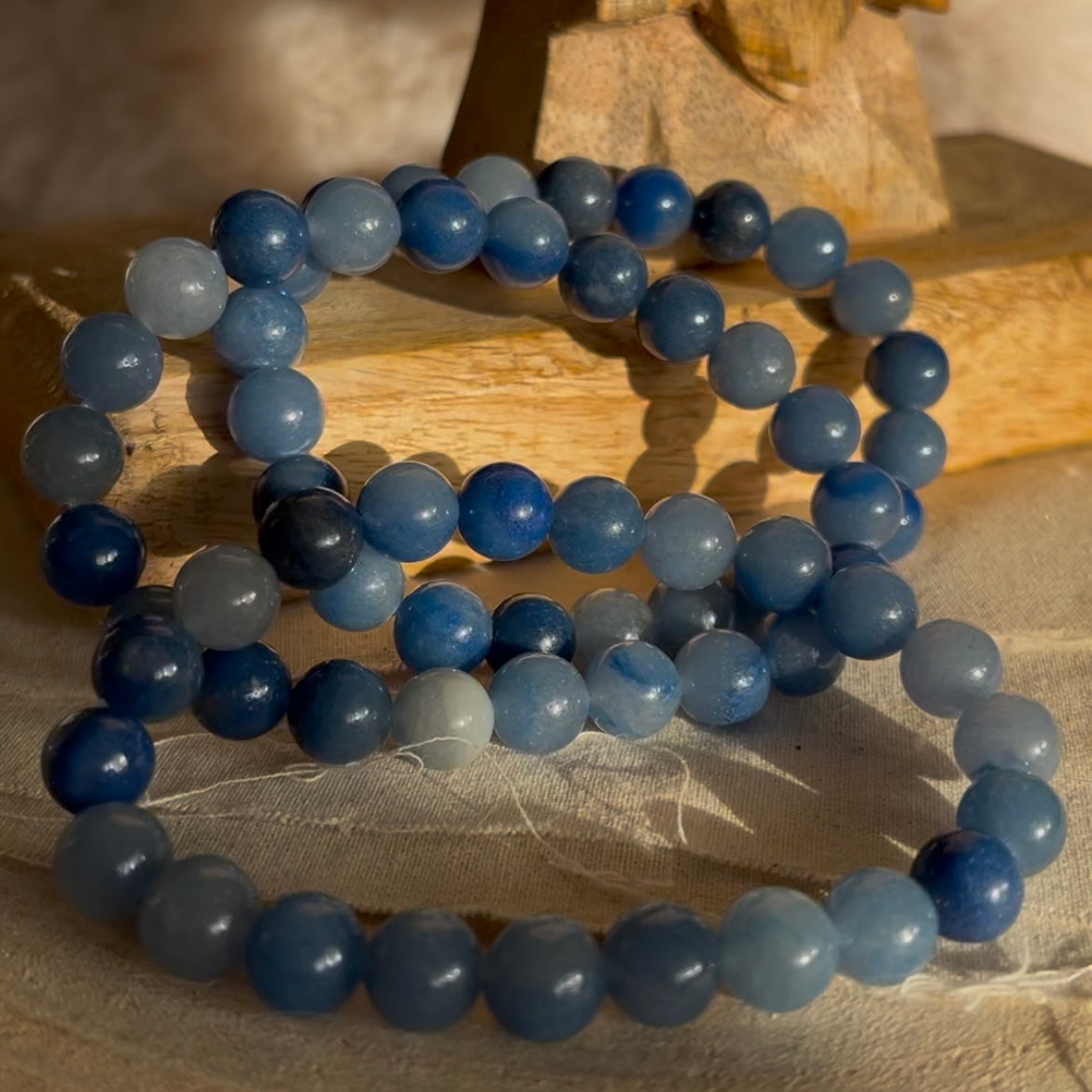 Blauwe aventurijn kogelarmband 8mm