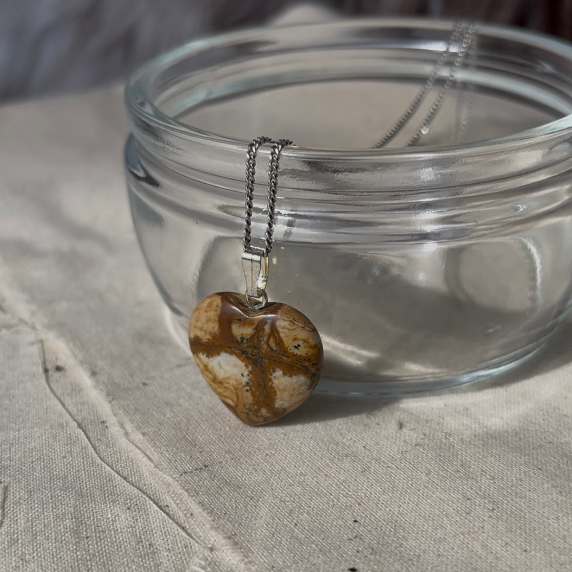 Landschap jaspis hart kettinghangers