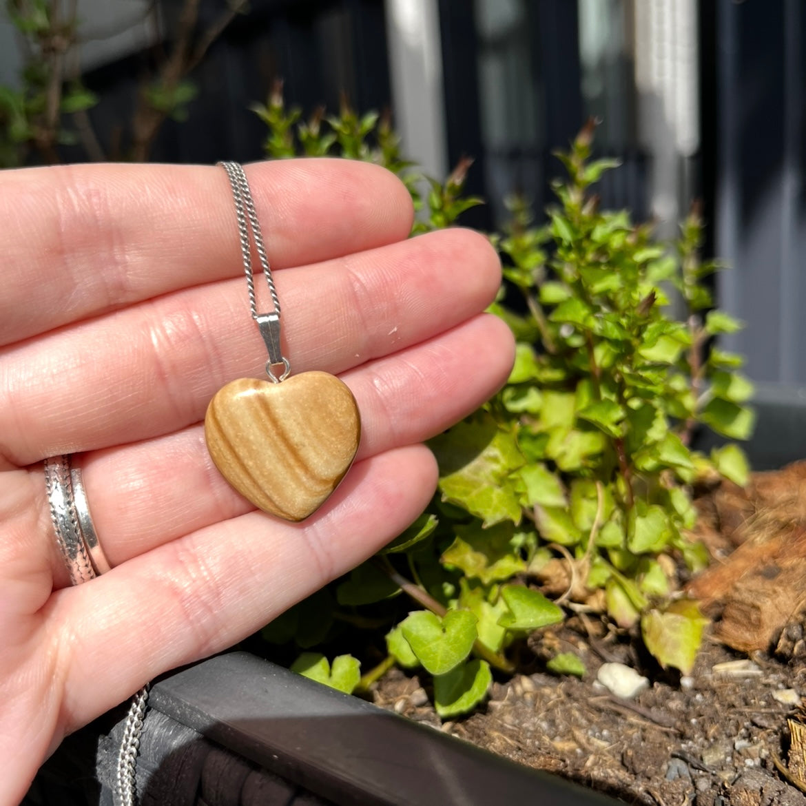 Landschap jaspis hart kettinghangers