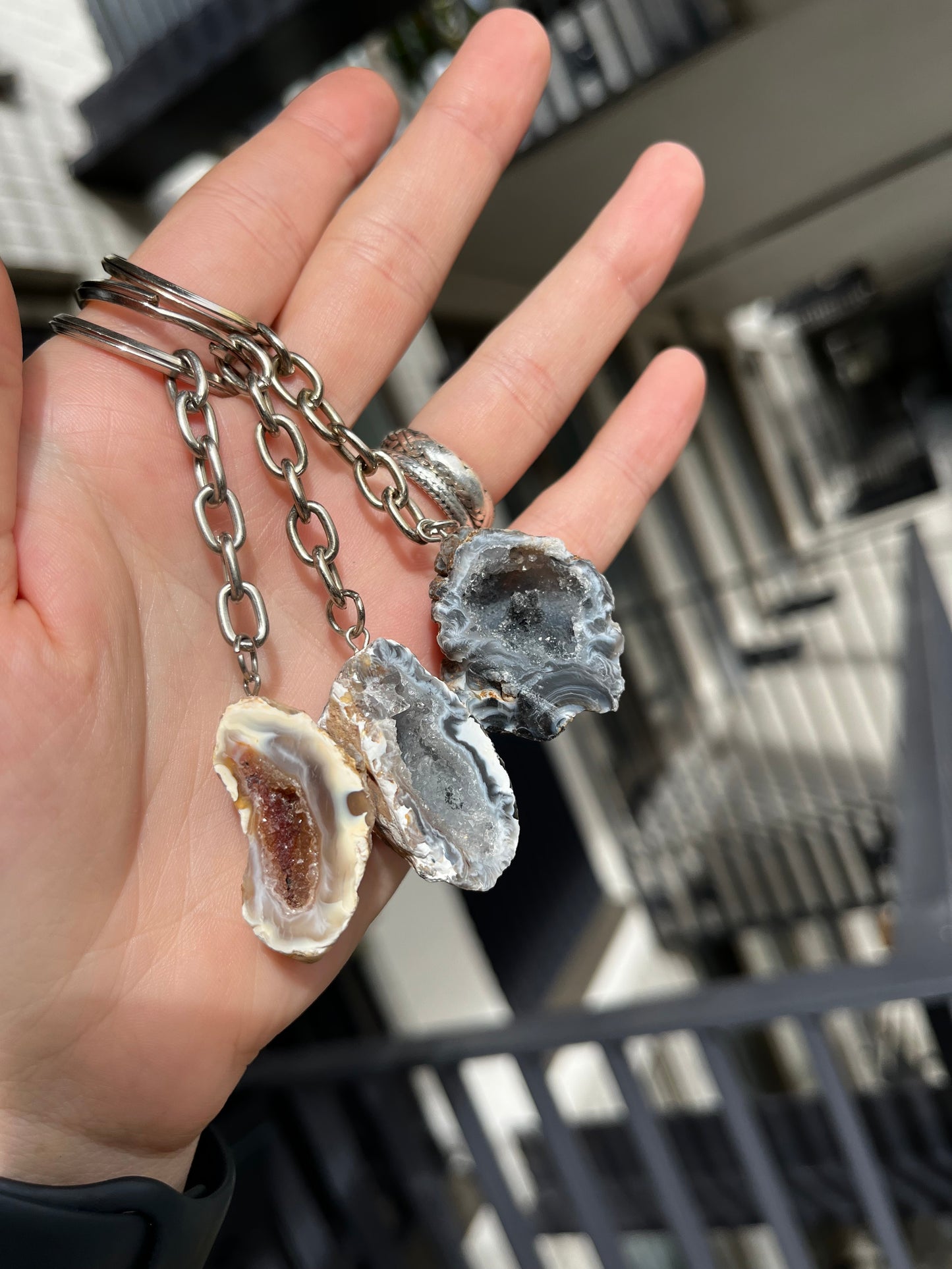 Edelsteen agaat sleutelhangers