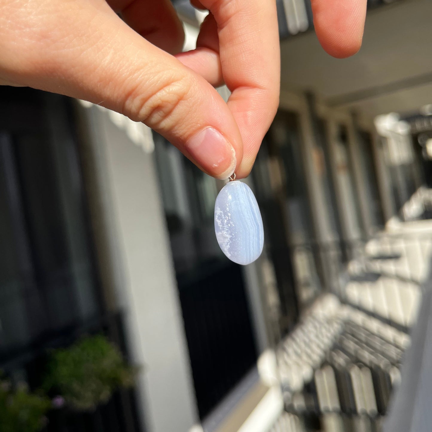 Edelsteen blue lace agaat kettinghanger