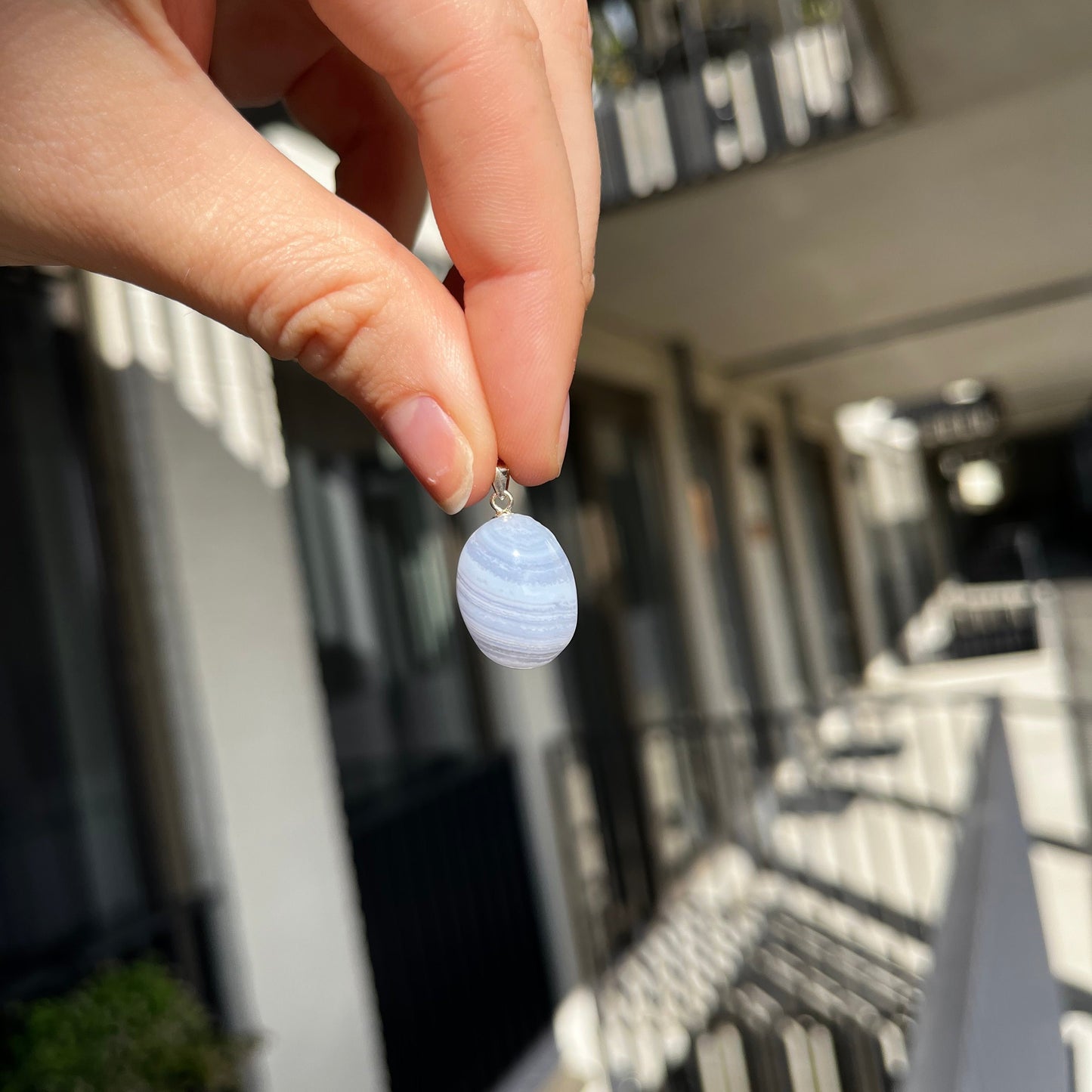 Edelsteen blue lace agaat kettinghanger